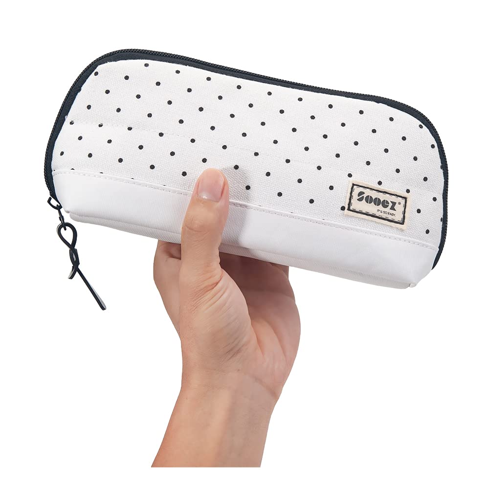 Sooez Wide-Opening Pencil Pen Case, Lightweight & Spacious Pencil Pouch Zipper Stationery Bag, Aesthetic Supply with Triangular Design for Adults, Black Dots - thewildfolk Sooez Wide-Opening Pencil Pen Case, Lightweight & Spacious Pencil Pouch Zipper Stationery Bag, Aesthetic Supply with Triangular Design for Adults, Black Dots