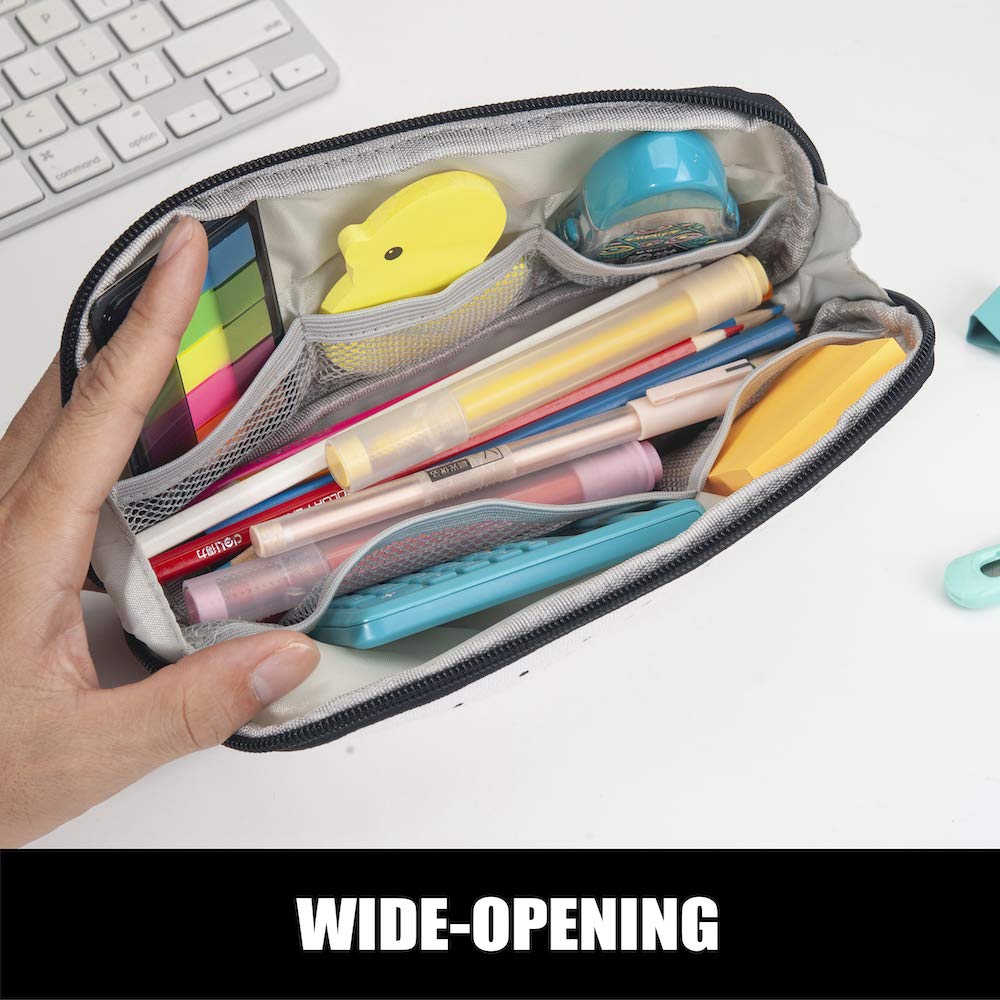 Sooez Wide-Opening Pencil Pen Case, Lightweight & Spacious Pencil Pouch Zipper Stationery Bag, Aesthetic Supply with Triangular Design for Adults, Black Dots - thewildfolk Sooez Wide-Opening Pencil Pen Case, Lightweight & Spacious Pencil Pouch Zipper Stationery Bag, Aesthetic Supply with Triangular Design for Adults, Black Dots