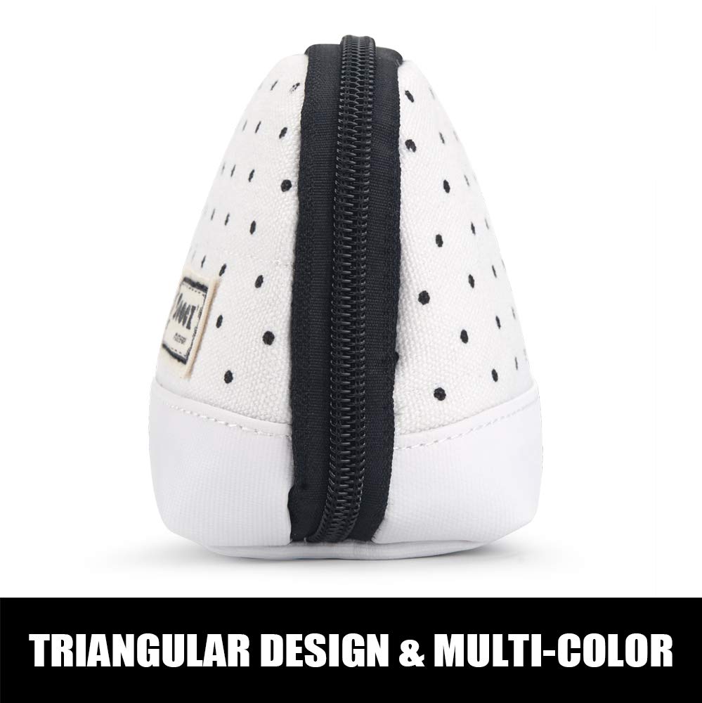 Sooez Wide-Opening Pencil Pen Case, Lightweight & Spacious Pencil Pouch Zipper Stationery Bag, Aesthetic Supply with Triangular Design for Adults, Black Dots - thewildfolk Sooez Wide-Opening Pencil Pen Case, Lightweight & Spacious Pencil Pouch Zipper Stationery Bag, Aesthetic Supply with Triangular Design for Adults, Black Dots