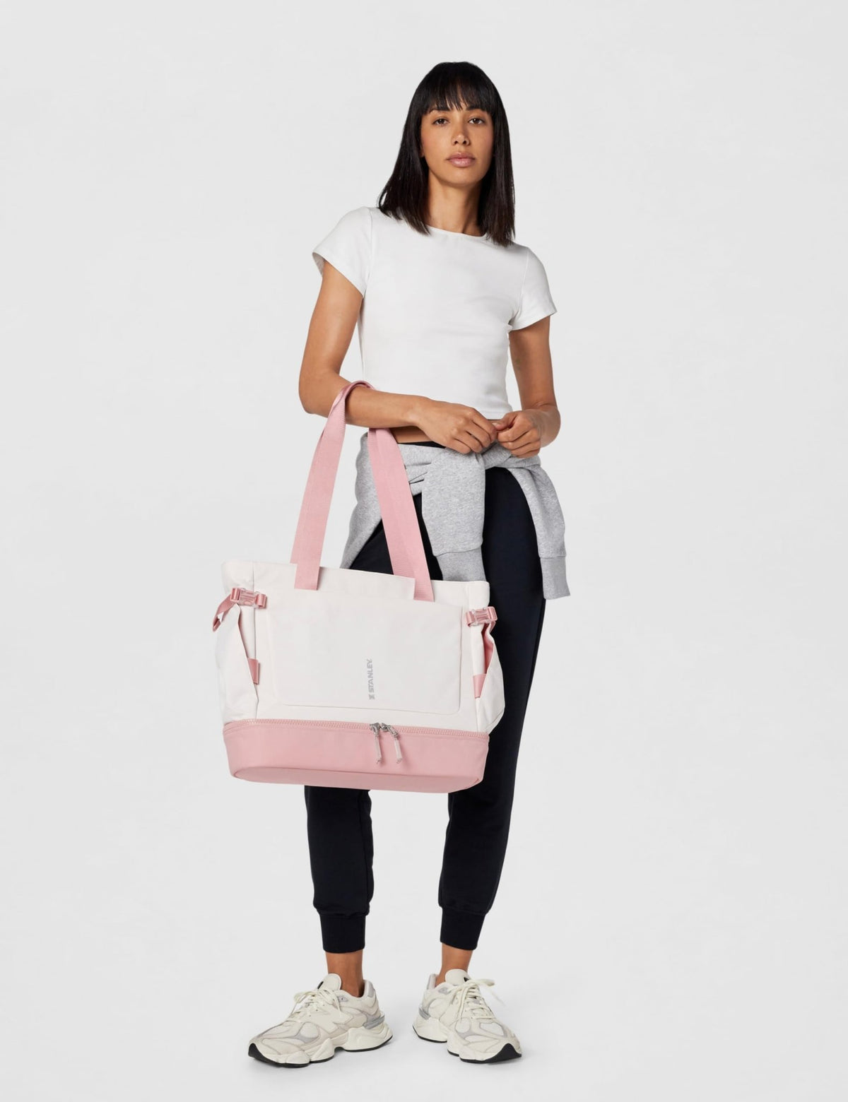 STANLEY Vitalize Tote| Gym, Work & Travel Bag with Laptop Sleeve | Expandable Bottom Compartment | Tumbler & Water Bottle Pockets | Durable Recycled Fabric | Rose Quartz - thewildfolk STANLEY Vitalize Tote| Gym, Work & Travel Bag with Laptop Sleeve | Expandable Bottom Compartment | Tumbler & Water Bottle Pockets | Durable Recycled Fabric | Rose Quartz