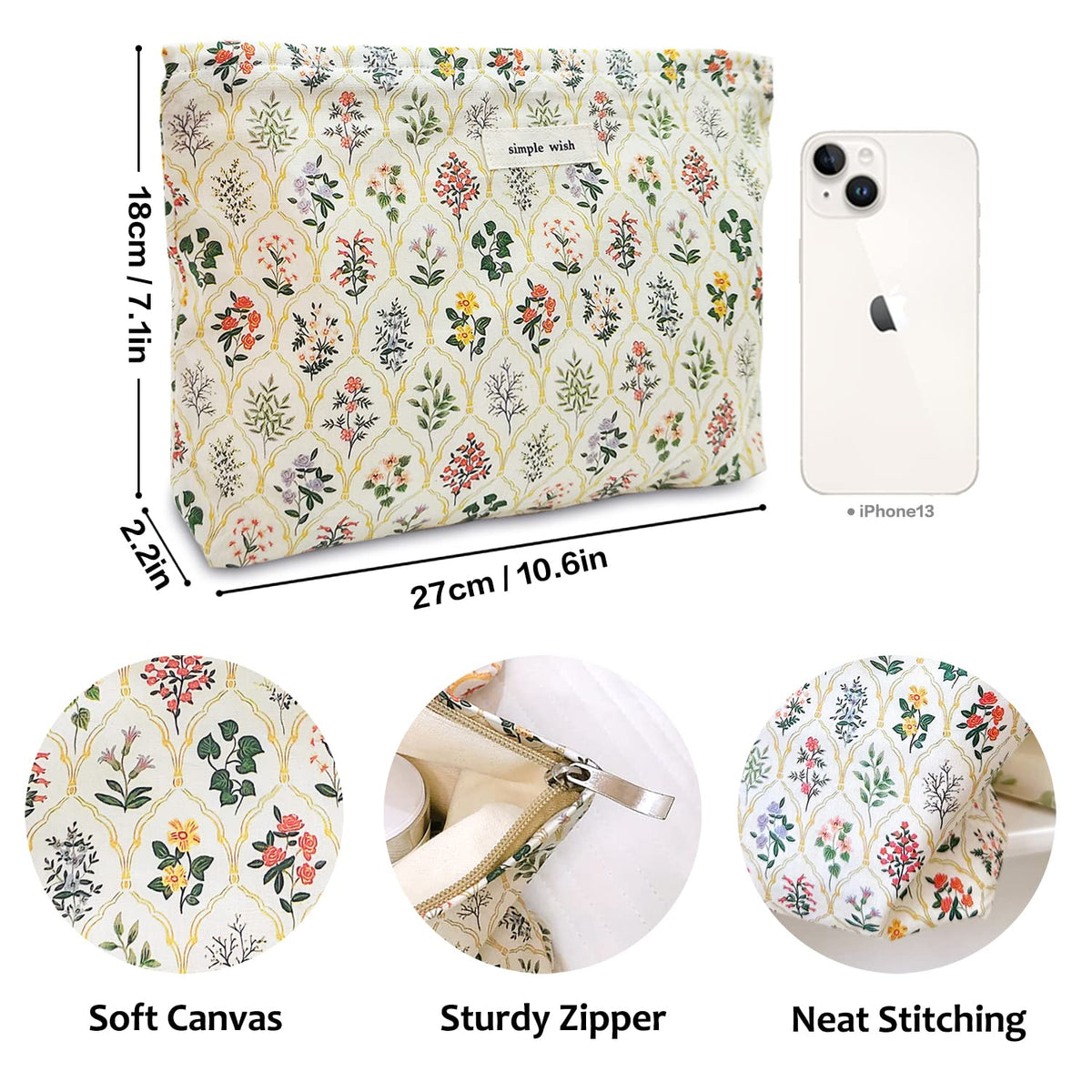 STARDW Aesthetic Floral Makeup Bag Cute Small Cosmetic Bags for Women Girls, Travel Toiletry Bag Large Capacity Zipper Makeup Pouch, Purse Organizer Pouches - thewildfolk STARDW Aesthetic Floral Makeup Bag Cute Small Cosmetic Bags for Women Girls, Travel Toiletry Bag Large Capacity Zipper Makeup Pouch, Purse Organizer Pouches
