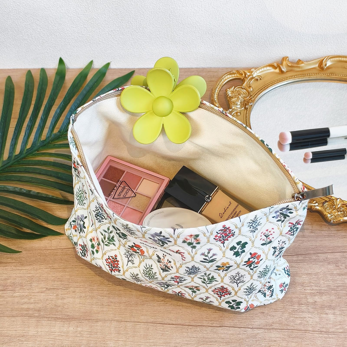 STARDW Aesthetic Floral Makeup Bag Cute Small Cosmetic Bags for Women Girls, Travel Toiletry Bag Large Capacity Zipper Makeup Pouch, Purse Organizer Pouches - thewildfolk STARDW Aesthetic Floral Makeup Bag Cute Small Cosmetic Bags for Women Girls, Travel Toiletry Bag Large Capacity Zipper Makeup Pouch, Purse Organizer Pouches