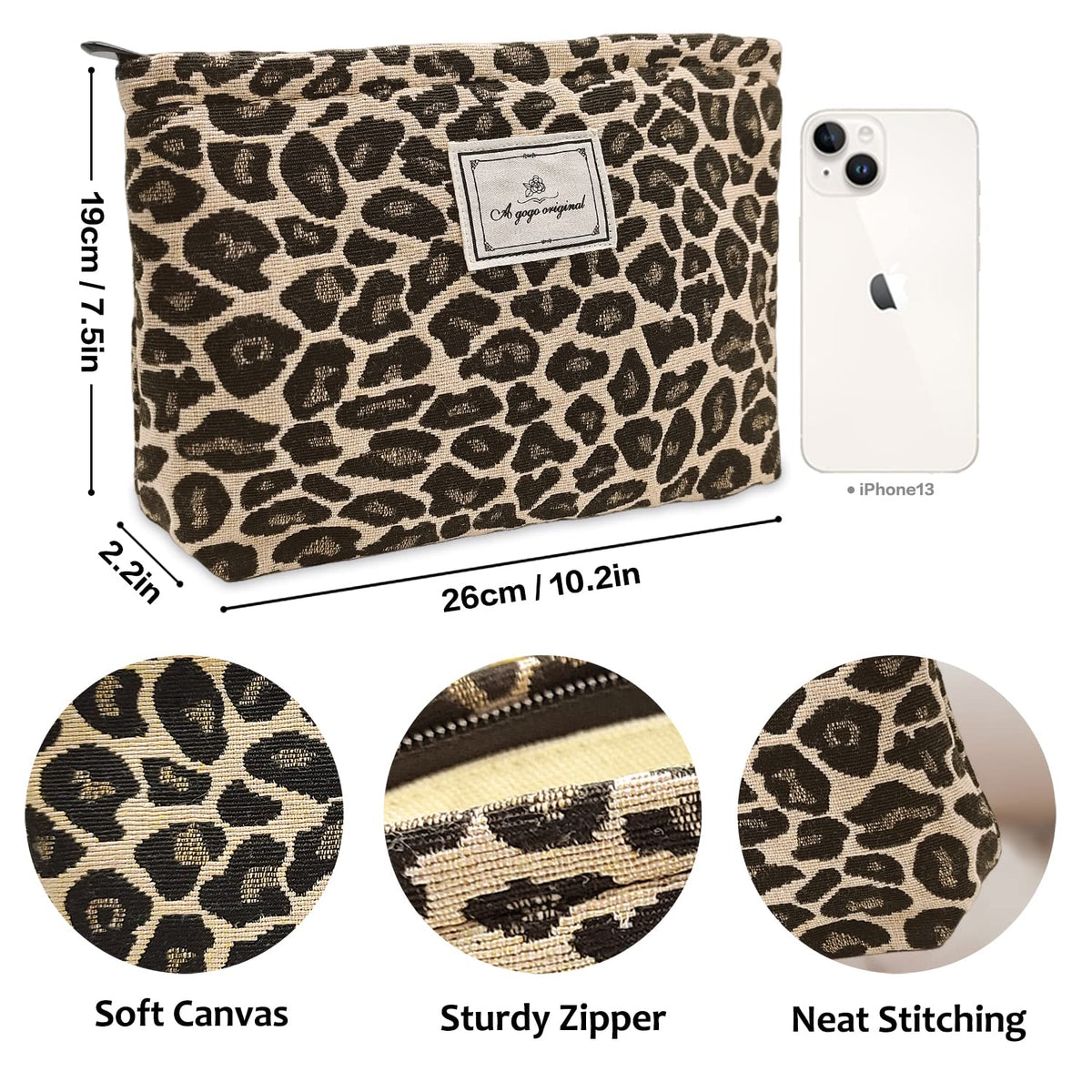 STARDW Leopard Makeup Bag Organizer Cosmetic Bags for Women and Girls,Travel Toiletry Bag Large Capacity Canvas Makeup Zipper Pouch, Purse Organizer Pouches (Brown Leopard) - thewildfolk STARDW Leopard Makeup Bag Organizer Cosmetic Bags for Women and Girls,Travel Toiletry Bag Large Capacity Canvas Makeup Zipper Pouch, Purse Organizer Pouches (Brown Leopard)