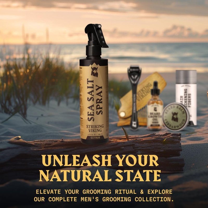 Striking Viking Sea Salt Spray for Men, Citrus Scent, Hair Texturizing Spray - Volumizing, Curl Enhancing, Shape & Hold, 6.76 fl Oz, Paraben Free, Made in Germany - thewildfolk Striking Viking Sea Salt Spray for Men, Citrus Scent, Hair Texturizing Spray - Volumizing, Curl Enhancing, Shape & Hold, 6.76 fl Oz, Paraben Free, Made in Germany