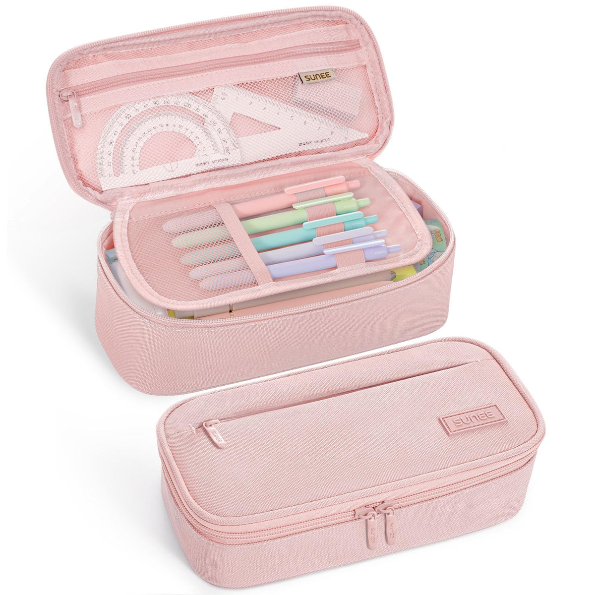 SUNEE Cute Pencil Case, Large Capacity Pencil Pouch, Big Storage Organizer for Stationery, Zipper Pen Bag, Back to School Supplies, Office Organizer Makeup Bag, for Teen Girl Boy Men Women, Pink - thewildfolk SUNEE Cute Pencil Case, Large Capacity Pencil Pouch, Big Storage Organizer for Stationery, Zipper Pen Bag, Back to School Supplies, Office Organizer Makeup Bag, for Teen Girl Boy Men Women, Pink