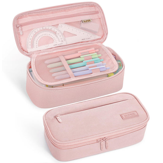 SUNEE Cute Pencil Case, Large Capacity Pencil Pouch, Big Storage Organizer for Stationery, Zipper Pen Bag, Back to School Supplies, Office Organizer Makeup Bag, for Teen Girl Boy Men Women, Pink - thewildfolk SUNEE Cute Pencil Case, Large Capacity Pencil Pouch, Big Storage Organizer for Stationery, Zipper Pen Bag, Back to School Supplies, Office Organizer Makeup Bag, for Teen Girl Boy Men Women, Pink