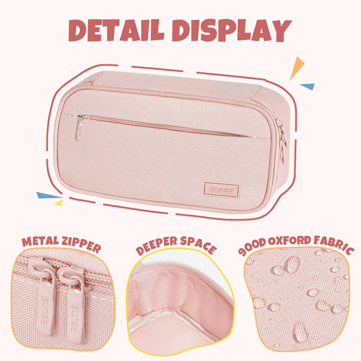 SUNEE Cute Pencil Case, Large Capacity Pencil Pouch, Big Storage Organizer for Stationery, Zipper Pen Bag, Back to School Supplies, Office Organizer Makeup Bag, for Teen Girl Boy Men Women, Pink - thewildfolk SUNEE Cute Pencil Case, Large Capacity Pencil Pouch, Big Storage Organizer for Stationery, Zipper Pen Bag, Back to School Supplies, Office Organizer Makeup Bag, for Teen Girl Boy Men Women, Pink