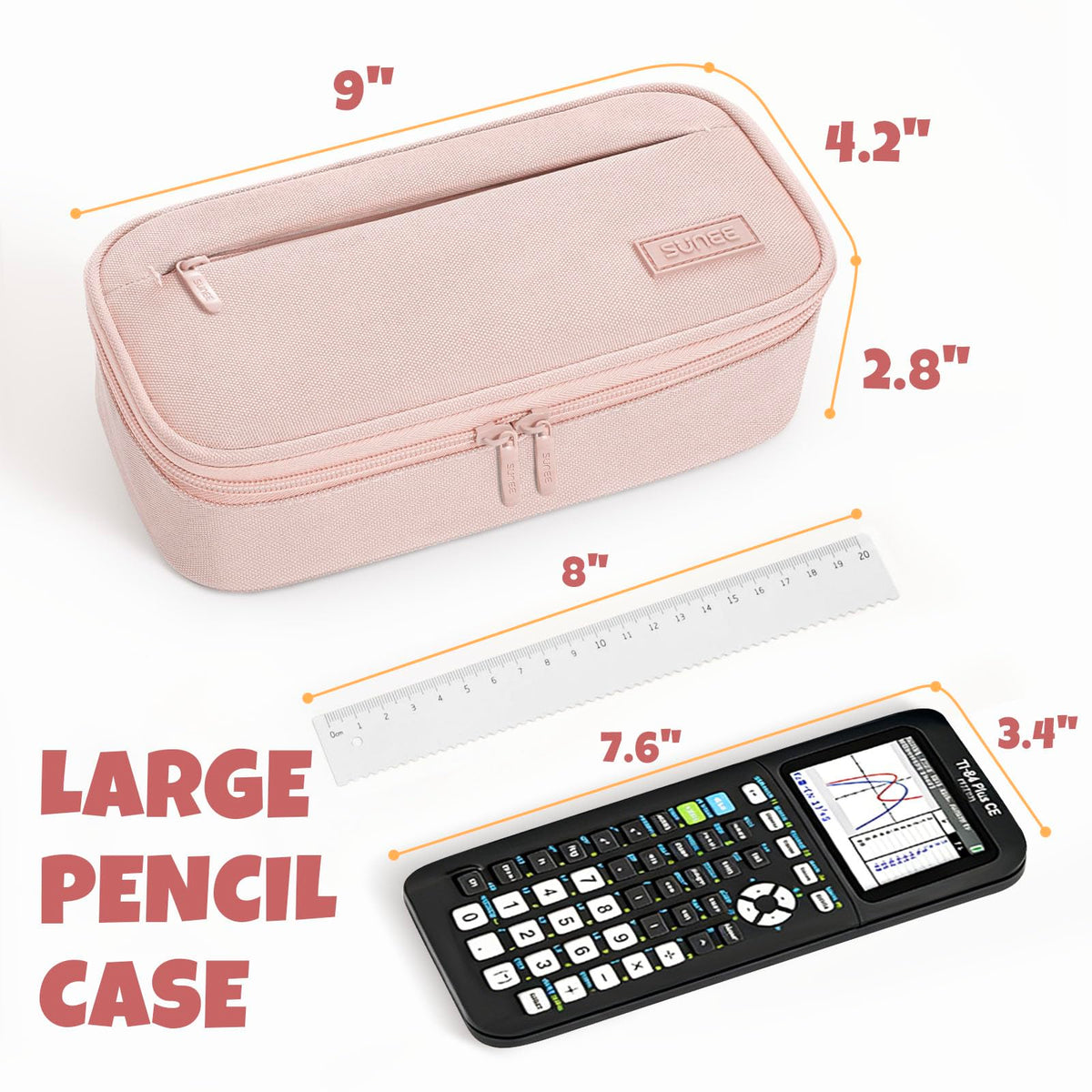 SUNEE Cute Pencil Case, Large Capacity Pencil Pouch, Big Storage Organizer for Stationery, Zipper Pen Bag, Back to School Supplies, Office Organizer Makeup Bag, for Teen Girl Boy Men Women, Pink - thewildfolk SUNEE Cute Pencil Case, Large Capacity Pencil Pouch, Big Storage Organizer for Stationery, Zipper Pen Bag, Back to School Supplies, Office Organizer Makeup Bag, for Teen Girl Boy Men Women, Pink