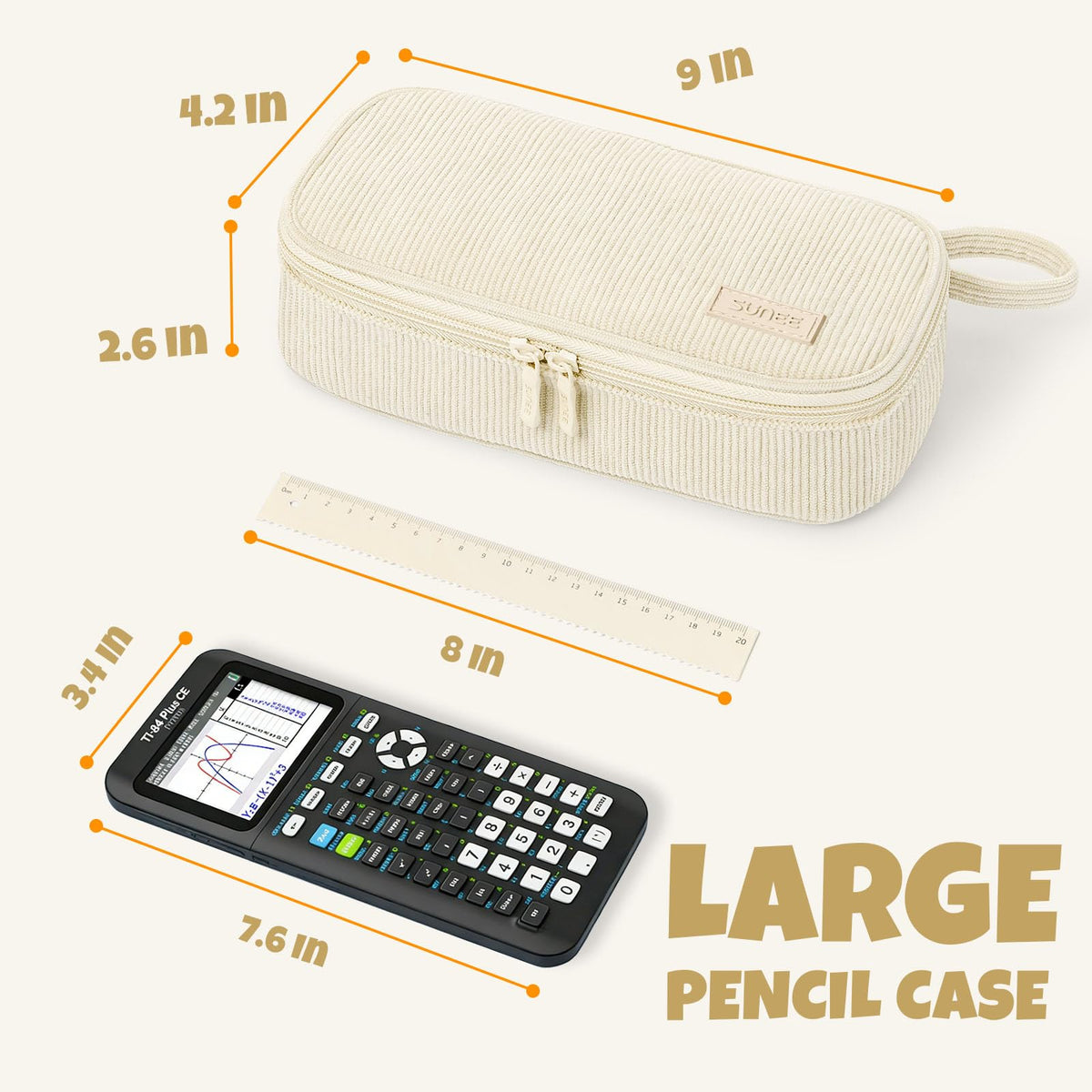 SUNEE Cute Pencil Case, Soft Corduroy Large Capacity Pencil Pouch, Aesthetic Zipper Pencil Bag, Big Storage Pen Organizer for Stationery, Pencil Box Back to School Supplies for Teen Girls Boys, Beige - thewildfolk SUNEE Cute Pencil Case, Soft Corduroy Large Capacity Pencil Pouch, Aesthetic Zipper Pencil Bag, Big Storage Pen Organizer for Stationery, Pencil Box Back to School Supplies for Teen Girls Boys, Beige