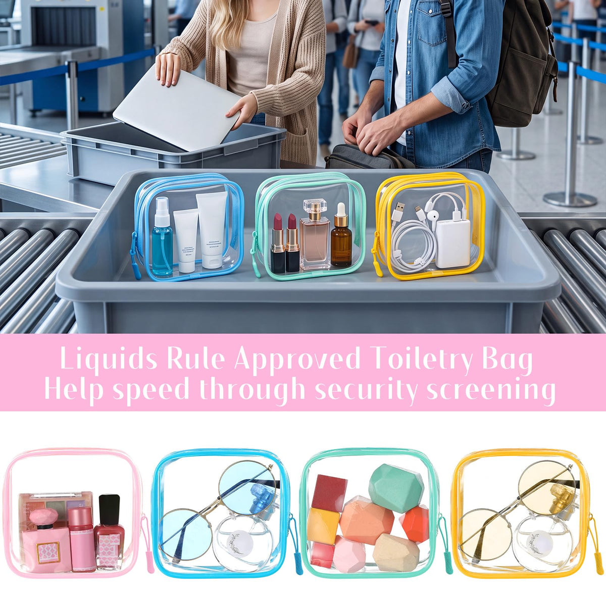Sunnymove 12 Pcs Pastel Clear Cosmetic Makeup Bags with Zipper Tsa Approved Pouches Bulk for Travel Transparent PVC Waterproof Carry Pouches Organizer Case for Men Women - thewildfolk Sunnymove 12 Pcs Pastel Clear Cosmetic Makeup Bags with Zipper Tsa Approved Pouches Bulk for Travel Transparent PVC Waterproof Carry Pouches Organizer Case for Men Women