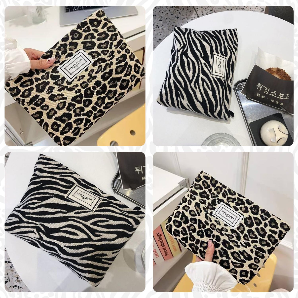 Sunolkie 2 Pack Makeup Bag for Women, Travel Cosmetic Pouch with Zebra print & Leopard print Design, Zipper Beauty Case, Toiletry Makeup Organizer for Women & Girls - thewildfolk Sunolkie 2 Pack Makeup Bag for Women, Travel Cosmetic Pouch with Zebra print & Leopard print Design, Zipper Beauty Case, Toiletry Makeup Organizer for Women & Girls