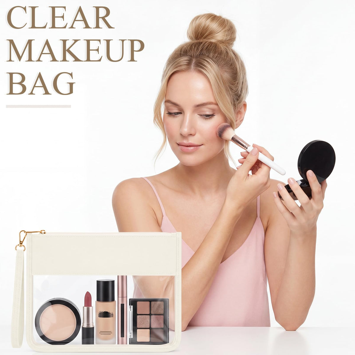 Sweetude 24 Pcs Clear Makeup Bags with Wristlet Pouch DIY Chenille Letter Bag Bulk Waterproof Toiletry Flat Preppy Nylon Clear Zipper Pouches Snack Organizer for Women (Cream White) - thewildfolk Sweetude 24 Pcs Clear Makeup Bags with Wristlet Pouch DIY Chenille Letter Bag Bulk Waterproof Toiletry Flat Preppy Nylon Clear Zipper Pouches Snack Organizer for Women (Cream White)