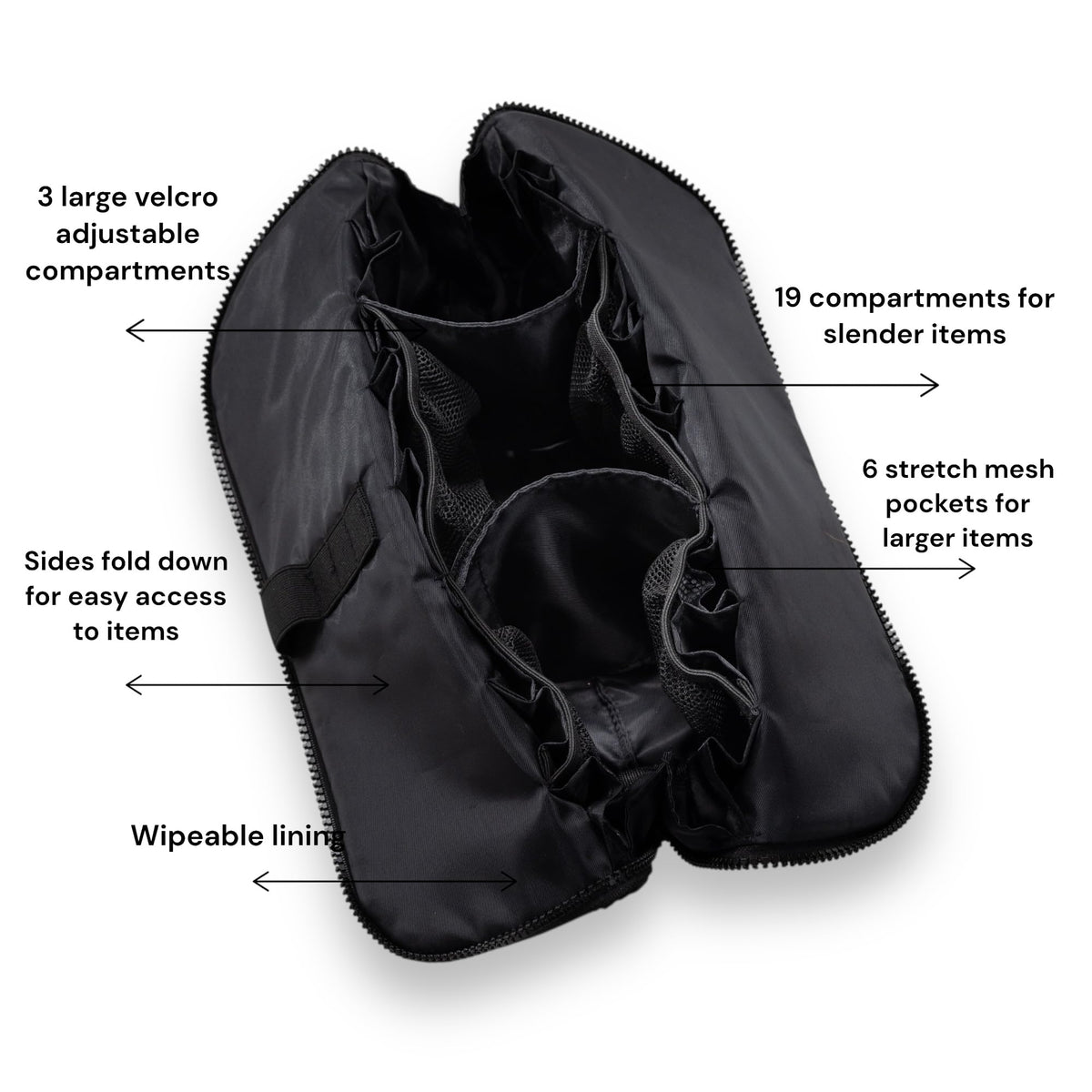 THE VERTI-Vertical Waterproof Makeup & Toiletry Bag | 23-Pocket Organizer with Upright, Fold-Down Design for Skincare, Toiletries & Essentials (Onyx) - thewildfolk THE VERTI-Vertical Waterproof Makeup & Toiletry Bag | 23-Pocket Organizer with Upright, Fold-Down Design for Skincare, Toiletries & Essentials (Onyx)
