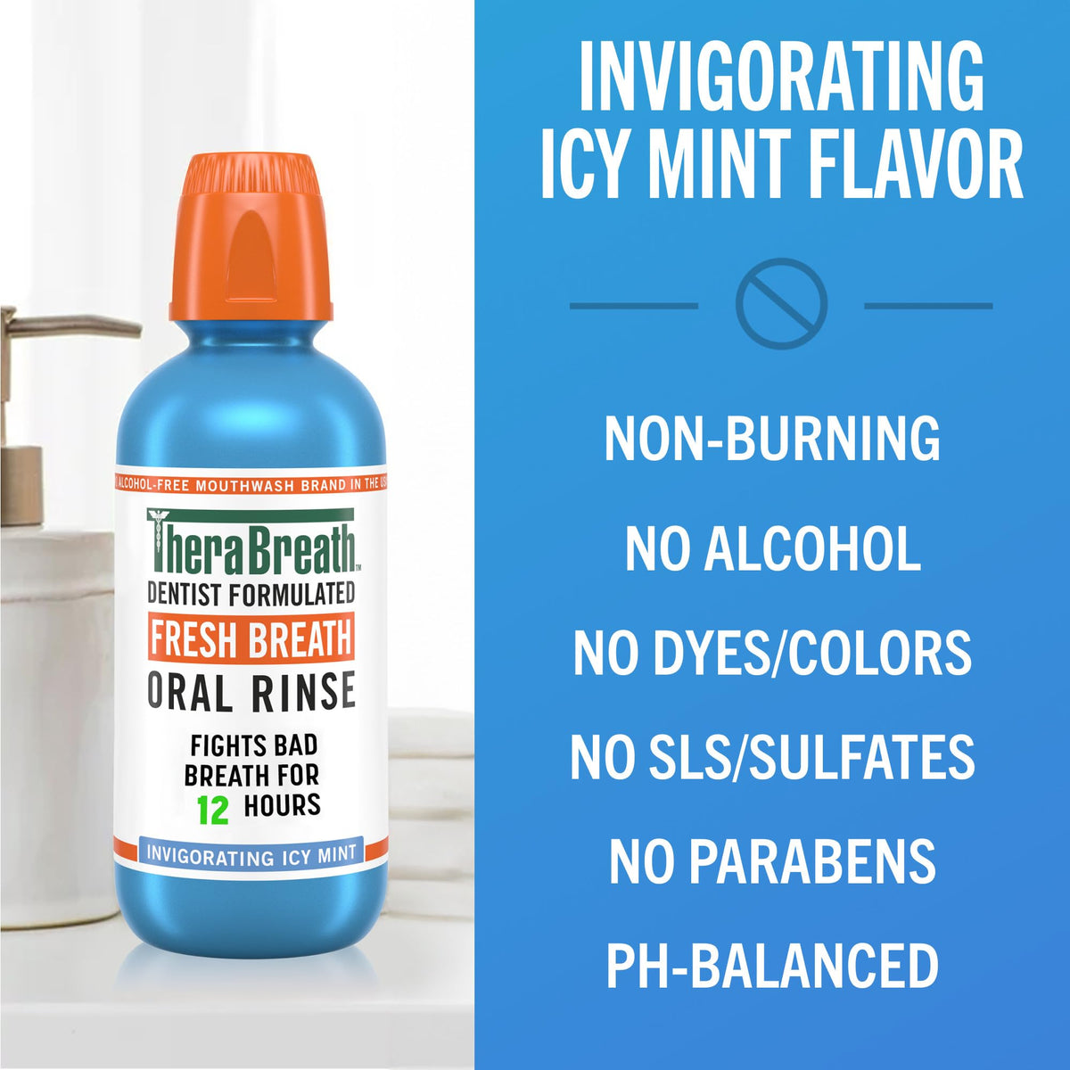 TheraBreath Fresh Breath Mouthwash, Icy Mint Flavor, Alcohol-Free, 16 Fl Oz (Pack of 2) - thewildfolk TheraBreath Fresh Breath Mouthwash, Icy Mint Flavor, Alcohol-Free, 16 Fl Oz (Pack of 2)