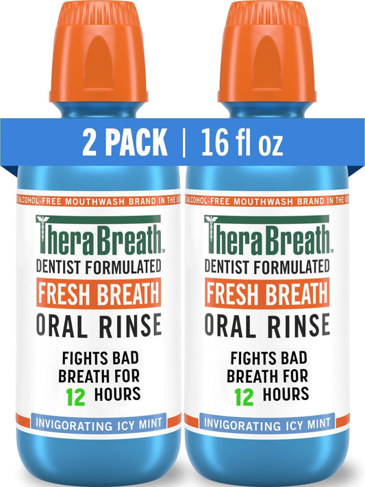 TheraBreath Fresh Breath Mouthwash, Icy Mint Flavor, Alcohol-Free, 16 Fl Oz (Pack of 2) - thewildfolk TheraBreath Fresh Breath Mouthwash, Icy Mint Flavor, Alcohol-Free, 16 Fl Oz (Pack of 2)