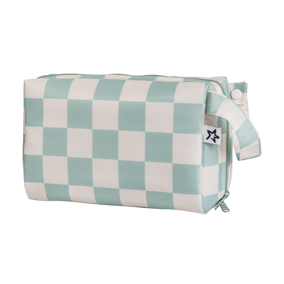 Tiny Twinkle Waterproof Travel Toiletry & Makeup Bag Organizer | Makeup Pouch with Multiple Compartments & Snap Handle for Travel | Gift for Women（Sage Checkers - thewildfolk Tiny Twinkle Waterproof Travel Toiletry & Makeup Bag Organizer | Makeup Pouch with Multiple Compartments & Snap Handle for Travel | Gift for Women（Sage Checkers