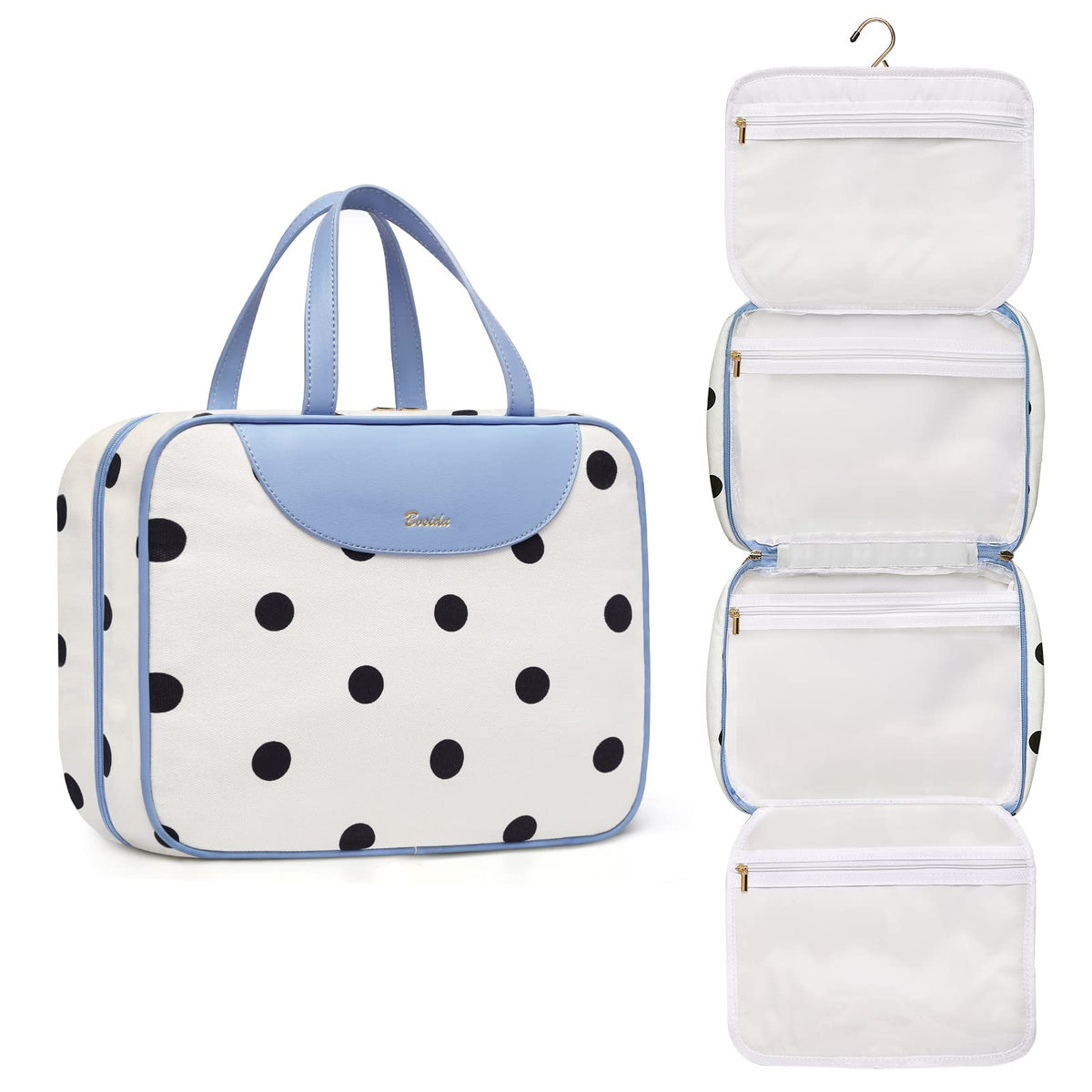Toiletry bag for Women Hanging Travel Toiletry Bag for Toiletries Polka Dots Pattern Toilery Organizer with Hanging Hook Ideal for Full Sized Toiletries and Cosmetics - thewildfolk Toiletry bag for Women Hanging Travel Toiletry Bag for Toiletries Polka Dots Pattern Toilery Organizer with Hanging Hook Ideal for Full Sized Toiletries and Cosmetics