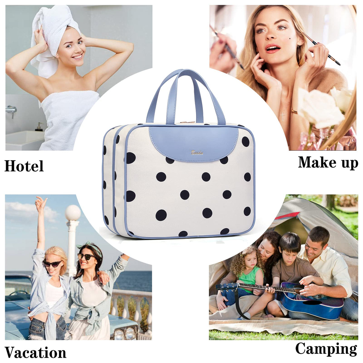 Toiletry bag for Women Hanging Travel Toiletry Bag for Toiletries Polka Dots Pattern Toilery Organizer with Hanging Hook Ideal for Full Sized Toiletries and Cosmetics - thewildfolk Toiletry bag for Women Hanging Travel Toiletry Bag for Toiletries Polka Dots Pattern Toilery Organizer with Hanging Hook Ideal for Full Sized Toiletries and Cosmetics