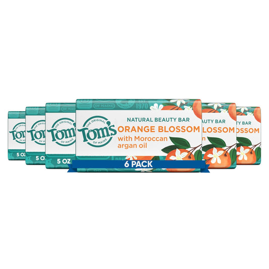 Tom's of Maine Natural Beauty Bar Soap, Orange Blossom, 5 oz Bar (6 Pack) - thewildfolk Tom's of Maine Natural Beauty Bar Soap, Orange Blossom, 5 oz Bar (6 Pack)