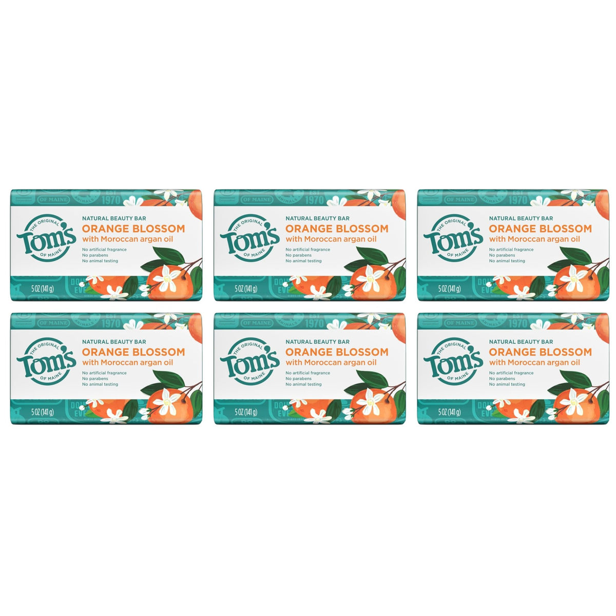 Tom's of Maine Natural Beauty Bar Soap, Orange Blossom, 5 oz Bar (6 Pack) - thewildfolk Tom's of Maine Natural Beauty Bar Soap, Orange Blossom, 5 oz Bar (6 Pack)