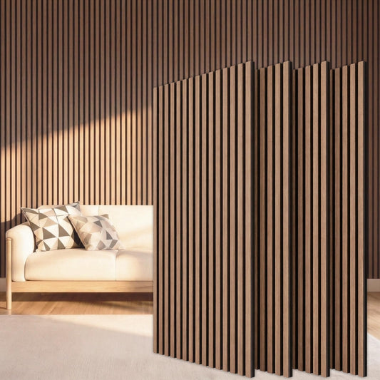 TONOR Wood Slatwall Panels, 4 Pack 47.2" x 23.6"/ 120 x60cm(31ft²) Acoustic Wall Panels, Wood Slat Acoustic Panels for Noise Cancelling and Home Decor, Living Room, Bedroom, Office, Room Decor, Walnut - thewildfolk TONOR Wood Slatwall Panels, 4 Pack 47.2" x 23.6"/ 120 x60cm(31ft²) Acoustic Wall Panels, Wood Slat Acoustic Panels for Noise Cancelling and Home Decor, Living Room, Bedroom, Office, Room Decor, Walnut
