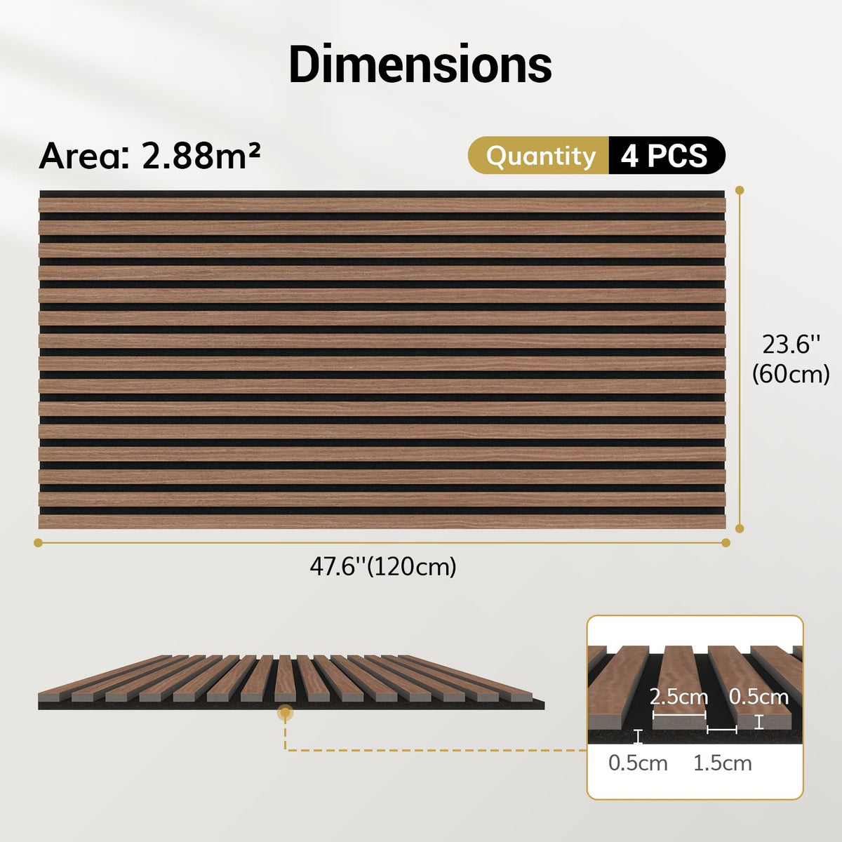 TONOR Wood Slatwall Panels, 4 Pack 47.2" x 23.6"/ 120 x60cm(31ft²) Acoustic Wall Panels, Wood Slat Acoustic Panels for Noise Cancelling and Home Decor, Living Room, Bedroom, Office, Room Decor, Walnut - thewildfolk TONOR Wood Slatwall Panels, 4 Pack 47.2" x 23.6"/ 120 x60cm(31ft²) Acoustic Wall Panels, Wood Slat Acoustic Panels for Noise Cancelling and Home Decor, Living Room, Bedroom, Office, Room Decor, Walnut