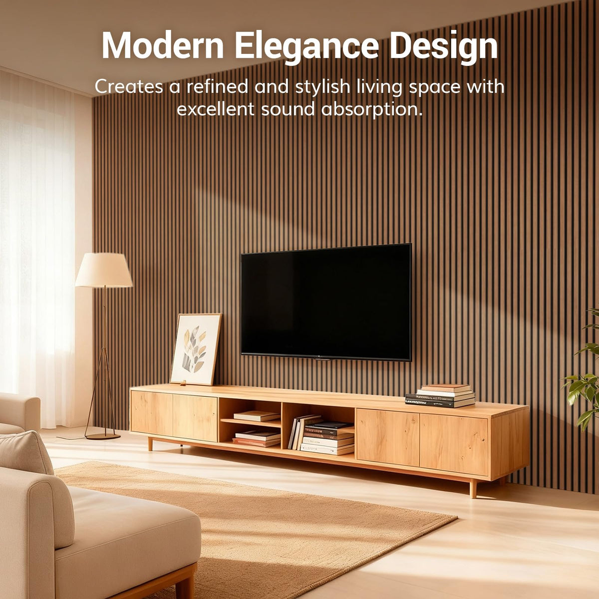 TONOR Wood Slatwall Panels, 4 Pack 47.2" x 23.6"/ 120 x60cm(31ft²) Acoustic Wall Panels, Wood Slat Acoustic Panels for Noise Cancelling and Home Decor, Living Room, Bedroom, Office, Room Decor, Walnut - thewildfolk TONOR Wood Slatwall Panels, 4 Pack 47.2" x 23.6"/ 120 x60cm(31ft²) Acoustic Wall Panels, Wood Slat Acoustic Panels for Noise Cancelling and Home Decor, Living Room, Bedroom, Office, Room Decor, Walnut