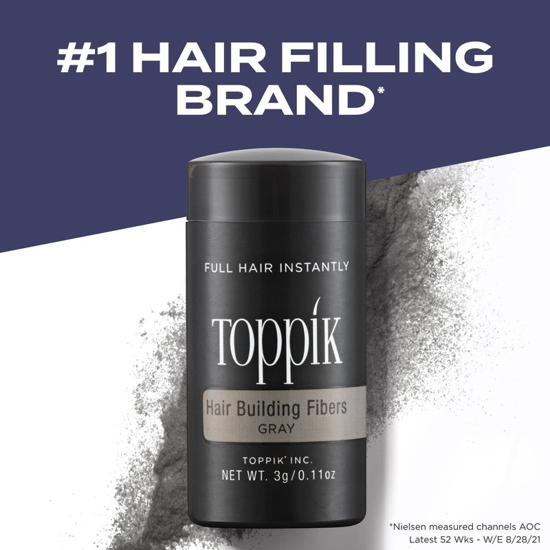 Toppik Hair Building Fibers, Gray, 12g | Fill In Fine or Thinning Hair | Instantly Thicker, Fuller Looking Hair | 9 Shades for Men & Women,0.42 Ounce (Pack of 1) - thewildfolk Toppik Hair Building Fibers, Gray, 12g | Fill In Fine or Thinning Hair | Instantly Thicker, Fuller Looking Hair | 9 Shades for Men & Women,0.42 Ounce (Pack of 1)