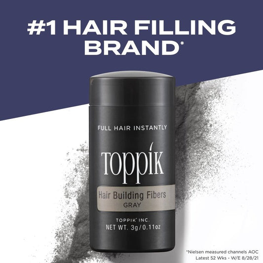 Toppik Hair Building Fibers, Gray, 12g | Fill In Fine or Thinning Hair | Instantly Thicker, Fuller Looking Hair | 9 Shades for Men & Women,0.42 Ounce (Pack of 1) - thewildfolk Toppik Hair Building Fibers, Gray, 12g | Fill In Fine or Thinning Hair | Instantly Thicker, Fuller Looking Hair | 9 Shades for Men & Women,0.42 Ounce (Pack of 1)