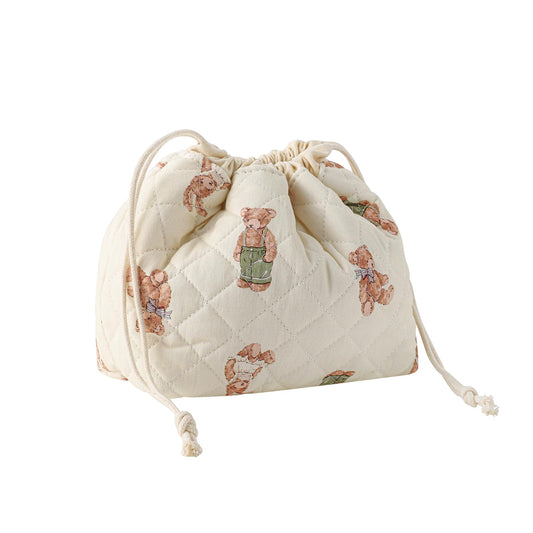 uekeboag Cotton Quilted Drawstring Makeup Bag (04White Bear) - thewildfolk uekeboag Cotton Quilted Drawstring Makeup Bag (04White Bear)
