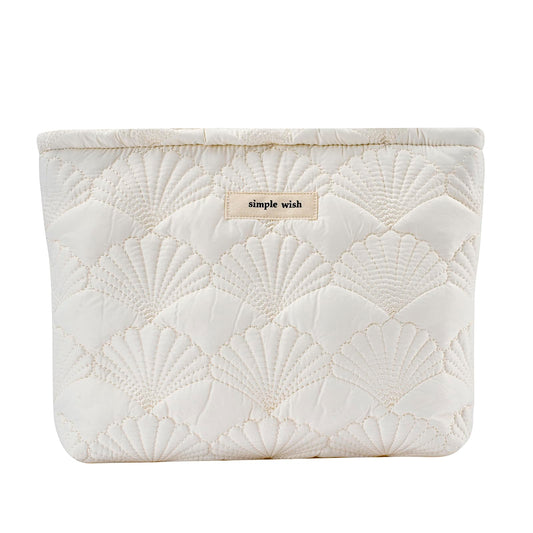 uekeboag White Shells Quilted Cotton Makeup Bag,Coquette Travel Pouch - thewildfolk uekeboag White Shells Quilted Cotton Makeup Bag,Coquette Travel Pouch