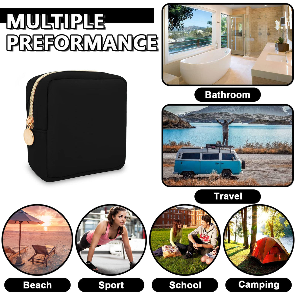 UIXIZQ Waterproof Mini Makeup Bag for Purse,Small Cosmetic Pouch Nylon Travel Toiletry Organizers Bag for Women Girls,Cute Zipper Preppy Coin Purse for Work(Mini-Black) - thewildfolk UIXIZQ Waterproof Mini Makeup Bag for Purse,Small Cosmetic Pouch Nylon Travel Toiletry Organizers Bag for Women Girls,Cute Zipper Preppy Coin Purse for Work(Mini-Black)