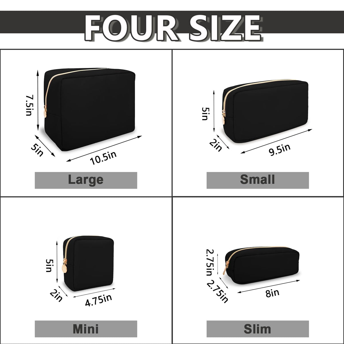UIXIZQ Waterproof Small Makeup Pouch for Purse,Nylon Travel Toiletry Storage Pouch Cute Preppy Cosmetic Bag for Women Girl,Waterproof Makeup Organizer Skincare Bag Purse with Zipper(Small-Black) - thewildfolk UIXIZQ Waterproof Small Makeup Pouch for Purse,Nylon Travel Toiletry Storage Pouch Cute Preppy Cosmetic Bag for Women Girl,Waterproof Makeup Organizer Skincare Bag Purse with Zipper(Small-Black)