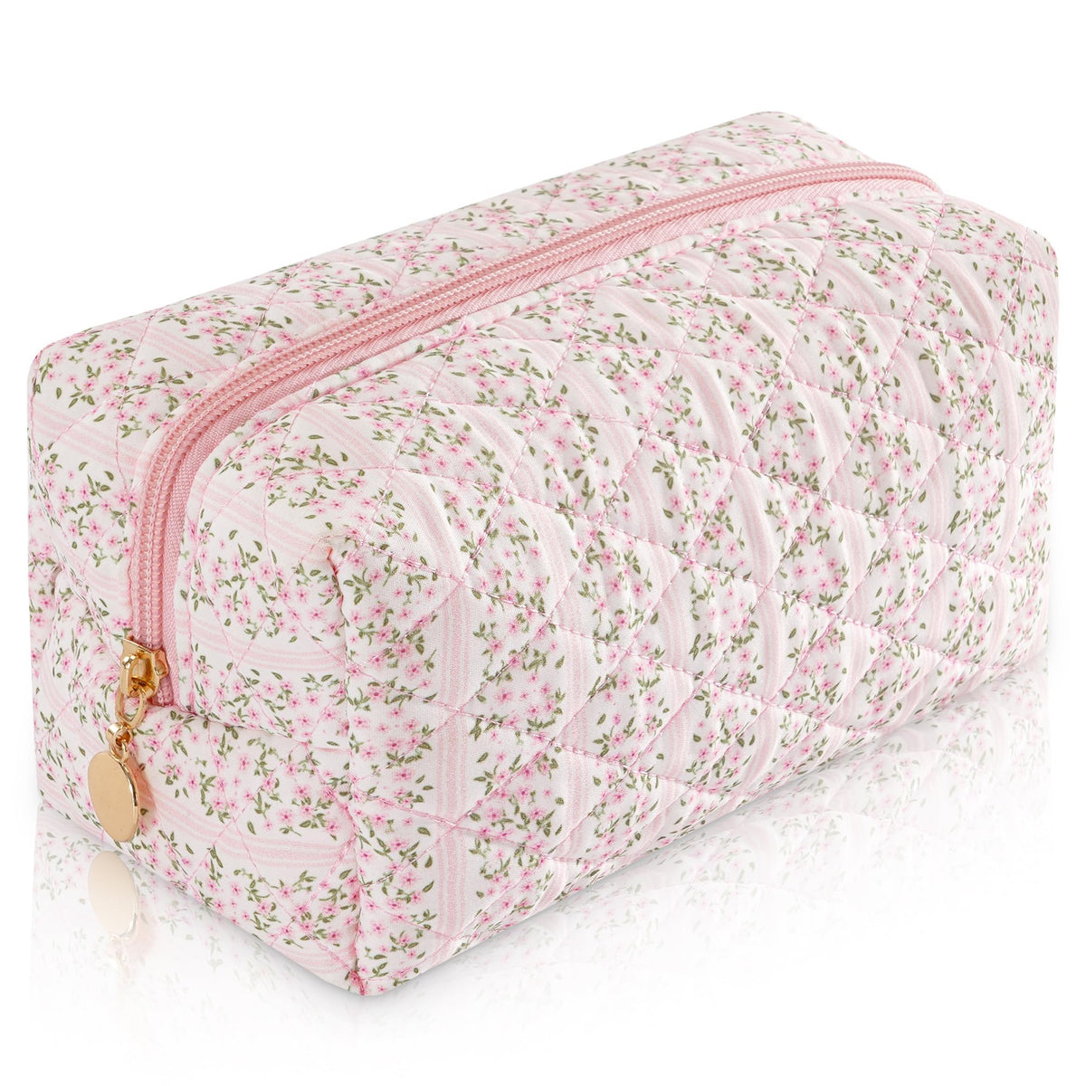 UUYUUY Makeup Bag Travel Toiletry Bag for Women, Small Cosmetic Bags Cute Quilted Cotton Makeup Pouch for Purse Emergency Bag Pencil Case Accessory Bag, Pastel Pink - thewildfolk UUYUUY Makeup Bag Travel Toiletry Bag for Women, Small Cosmetic Bags Cute Quilted Cotton Makeup Pouch for Purse Emergency Bag Pencil Case Accessory Bag, Pastel Pink