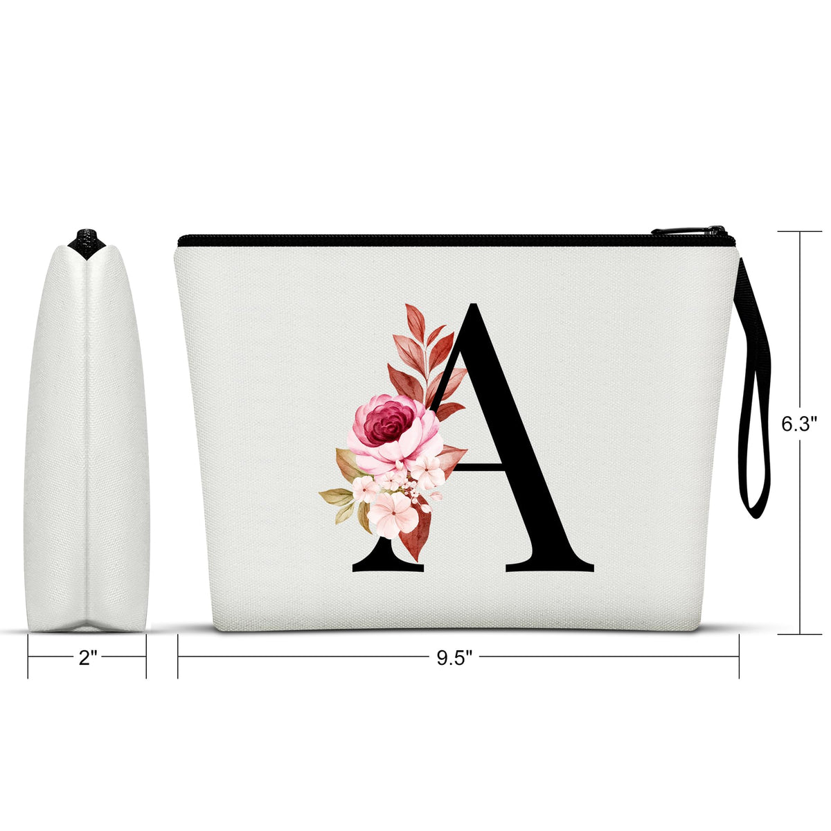 Vavabox A-Z Personalized Makeup Bag, Birthday Gifts for Women Mom, Gifts for Best Friend, Bride Bridesmaid Cosmetic bag (A, 01-White) - thewildfolk Vavabox A-Z Personalized Makeup Bag, Birthday Gifts for Women Mom, Gifts for Best Friend, Bride Bridesmaid Cosmetic bag (A, 01-White)