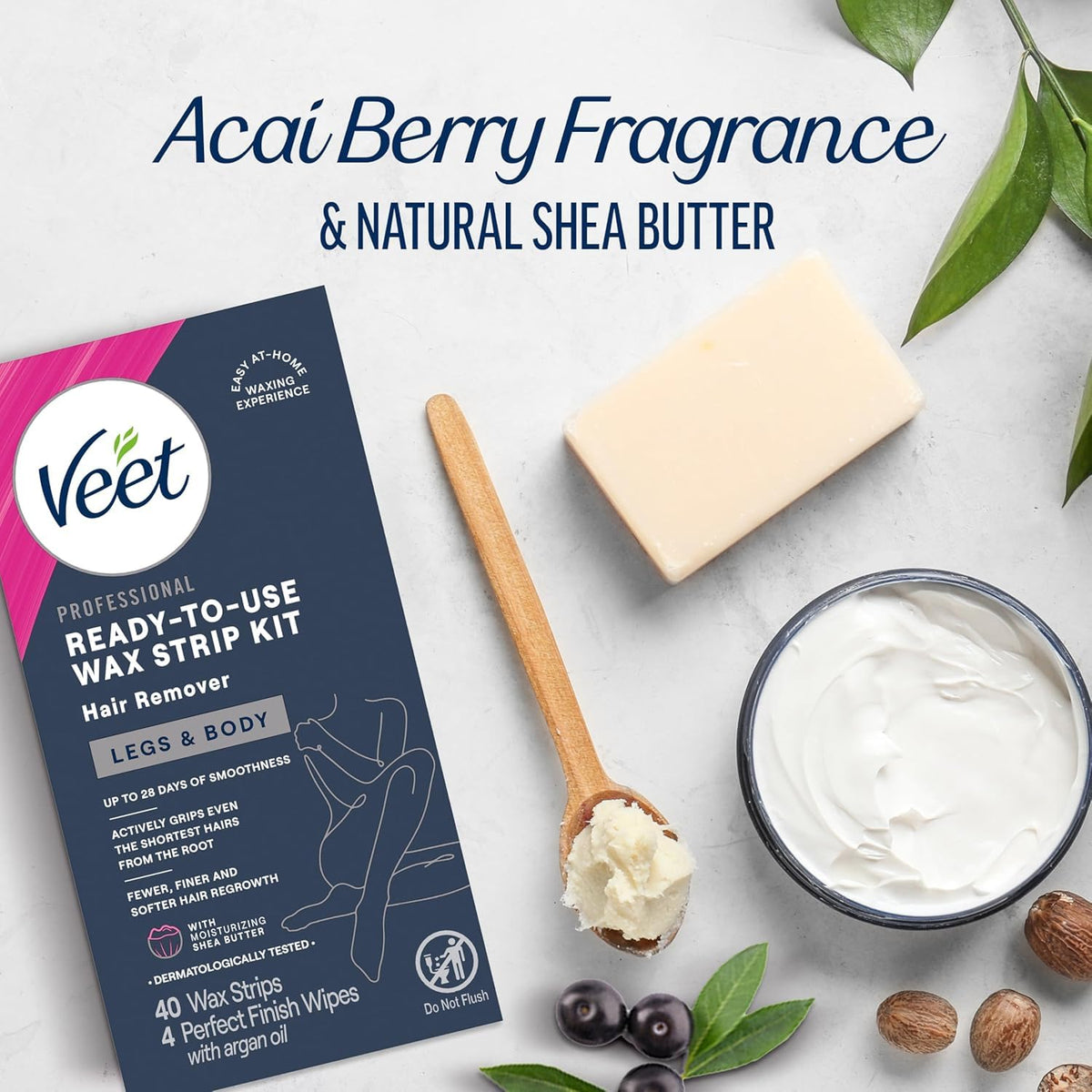 VEET Ready-To-Use Waxing Kit For Women, Wax Strips For Body Hair Removal, Wax Kit For Legs and Body, Personal Care Product, Hair Remover, 40ct Waxing Strips, 4ct Body Wipes (Pack of 3) - thewildfolk VEET Ready-To-Use Waxing Kit For Women, Wax Strips For Body Hair Removal, Wax Kit For Legs and Body, Personal Care Product, Hair Remover, 40ct Waxing Strips, 4ct Body Wipes (Pack of 3)