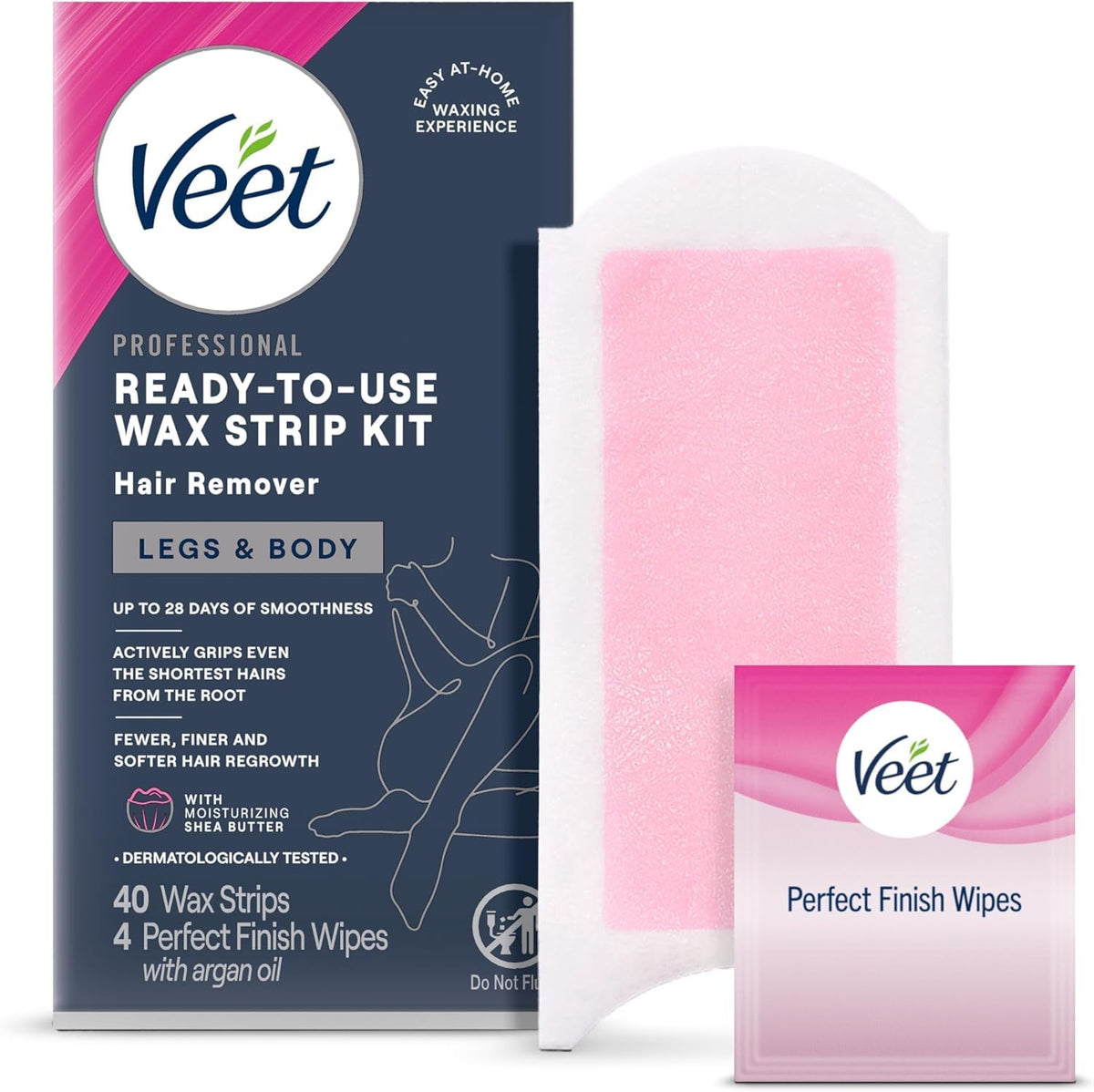 VEET Ready-To-Use Waxing Kit For Women, Wax Strips For Body Hair Removal, Wax Kit For Legs and Body, Personal Care Product, Hair Remover, 40ct Waxing Strips, 4ct Body Wipes (Pack of 3) - thewildfolk VEET Ready-To-Use Waxing Kit For Women, Wax Strips For Body Hair Removal, Wax Kit For Legs and Body, Personal Care Product, Hair Remover, 40ct Waxing Strips, 4ct Body Wipes (Pack of 3)
