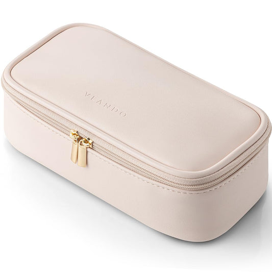 VLANDO Makeup Bag for Toiletries with Separate Brush Storage,Apricot Pink - thewildfolk VLANDO Makeup Bag for Toiletries with Separate Brush Storage,Apricot Pink
