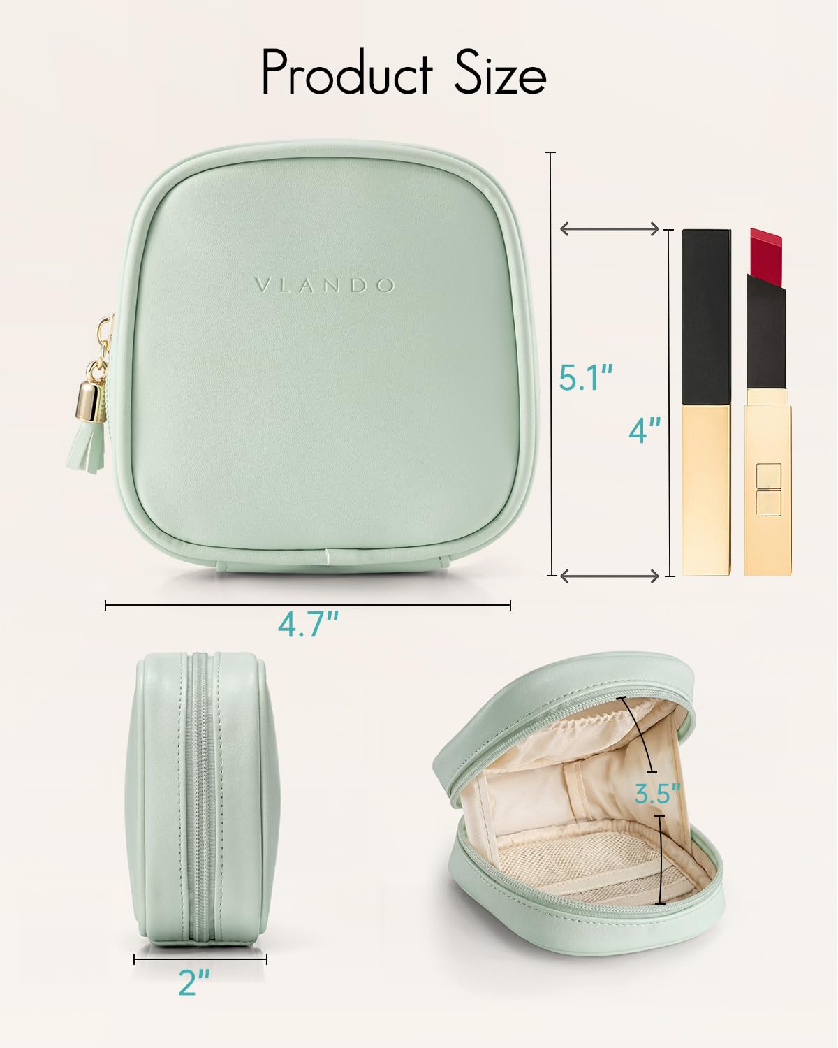 VLANDO Makeup Pouch, Water-Resistant Bag with Inner Pockets,Green Grape - thewildfolk VLANDO Makeup Pouch, Water-Resistant Bag with Inner Pockets,Green Grape