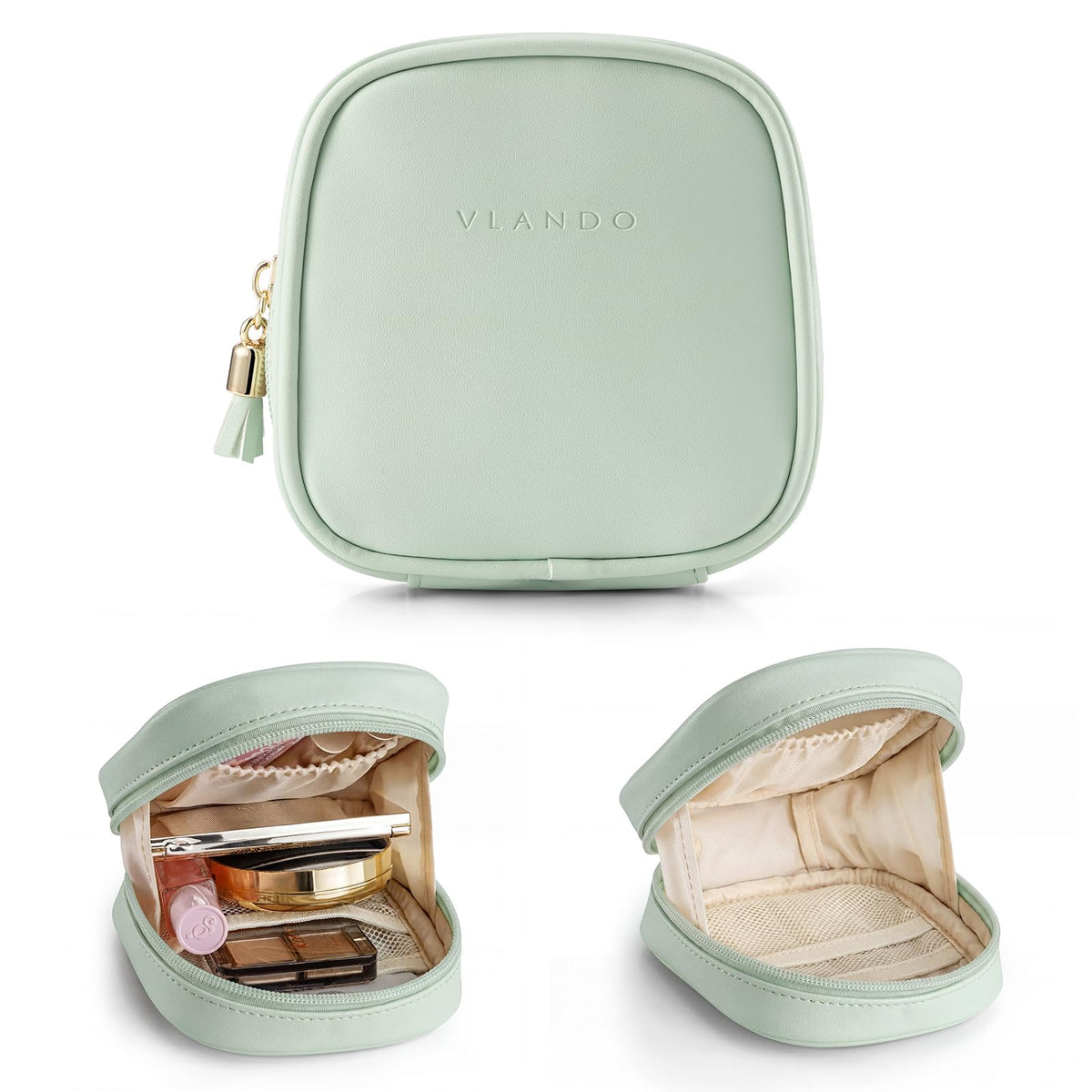 VLANDO Makeup Pouch, Water-Resistant Bag with Inner Pockets,Green Grape - thewildfolk VLANDO Makeup Pouch, Water-Resistant Bag with Inner Pockets,Green Grape