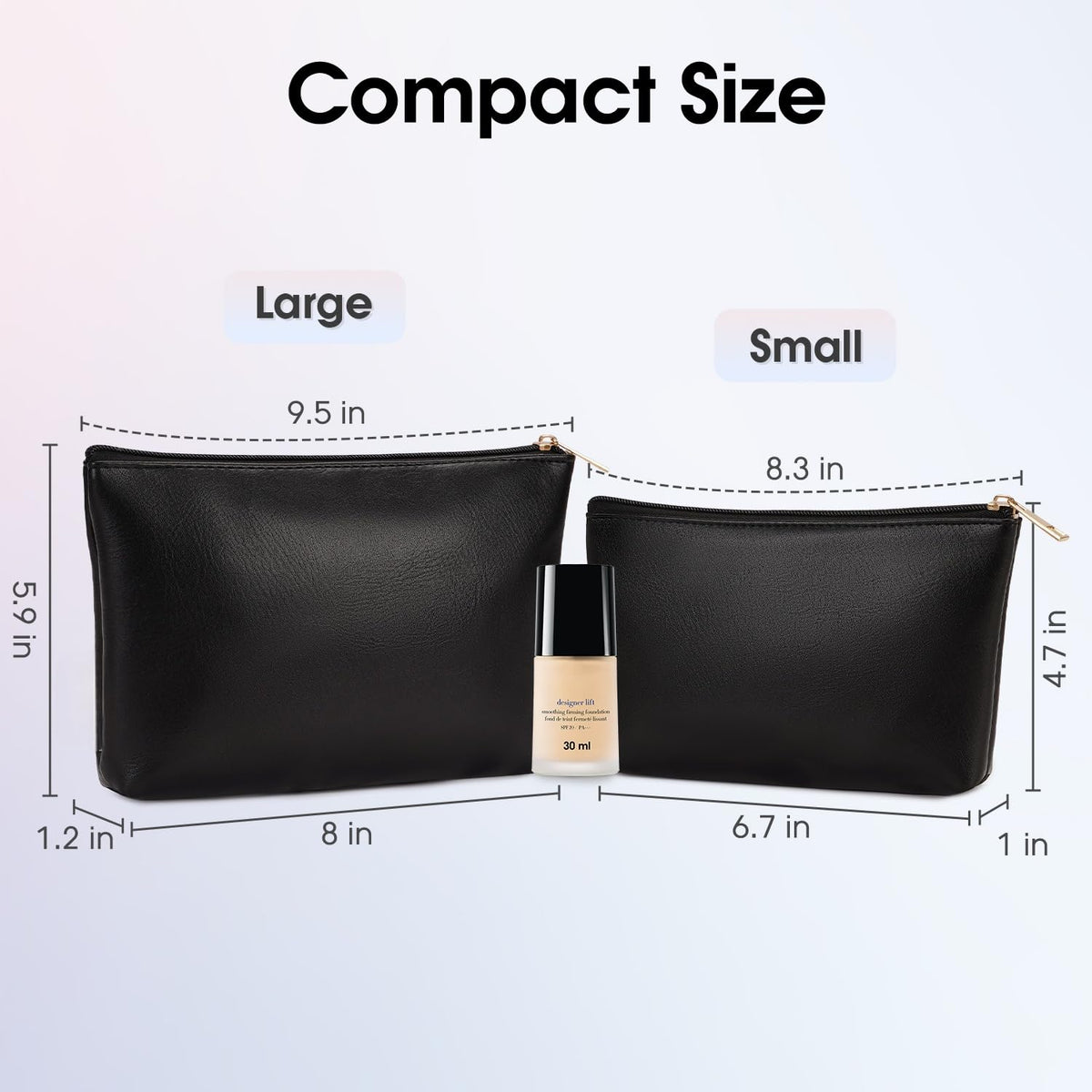 Wandering Nature Makeup Bag Small Cosmetic Bag for Purse 2 Pack Small Make Up Pouch Vegan Leather Cute Travel Pouch with Zipper for Women, Black - thewildfolk Wandering Nature Makeup Bag Small Cosmetic Bag for Purse 2 Pack Small Make Up Pouch Vegan Leather Cute Travel Pouch with Zipper for Women, Black
