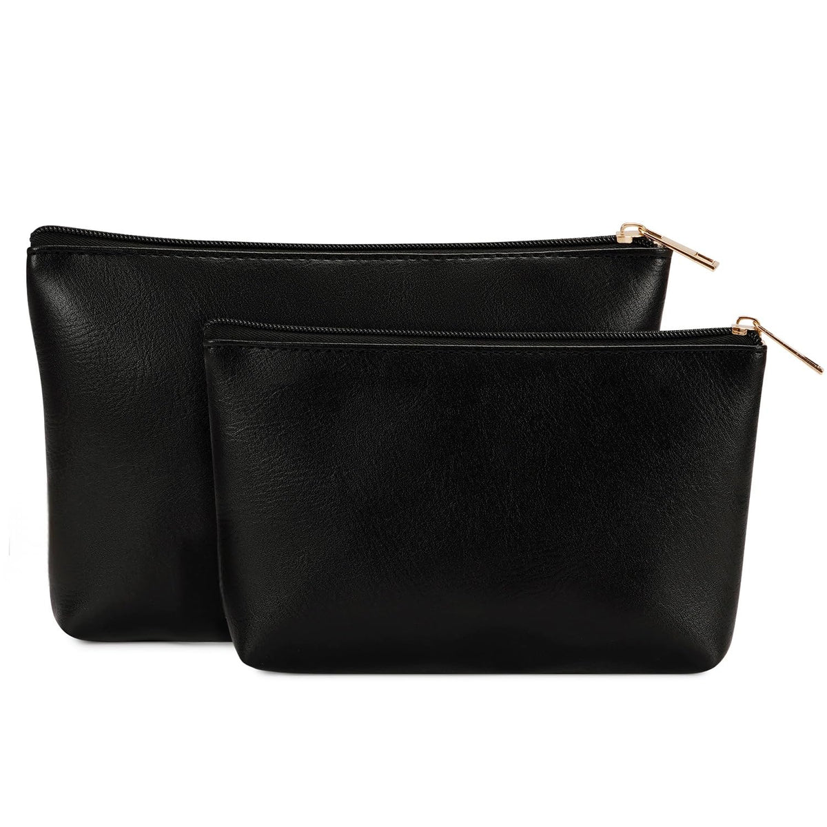 Wandering Nature Makeup Bag Small Cosmetic Bag for Purse 2 Pack Small Make Up Pouch Vegan Leather Cute Travel Pouch with Zipper for Women, Black - thewildfolk Wandering Nature Makeup Bag Small Cosmetic Bag for Purse 2 Pack Small Make Up Pouch Vegan Leather Cute Travel Pouch with Zipper for Women, Black