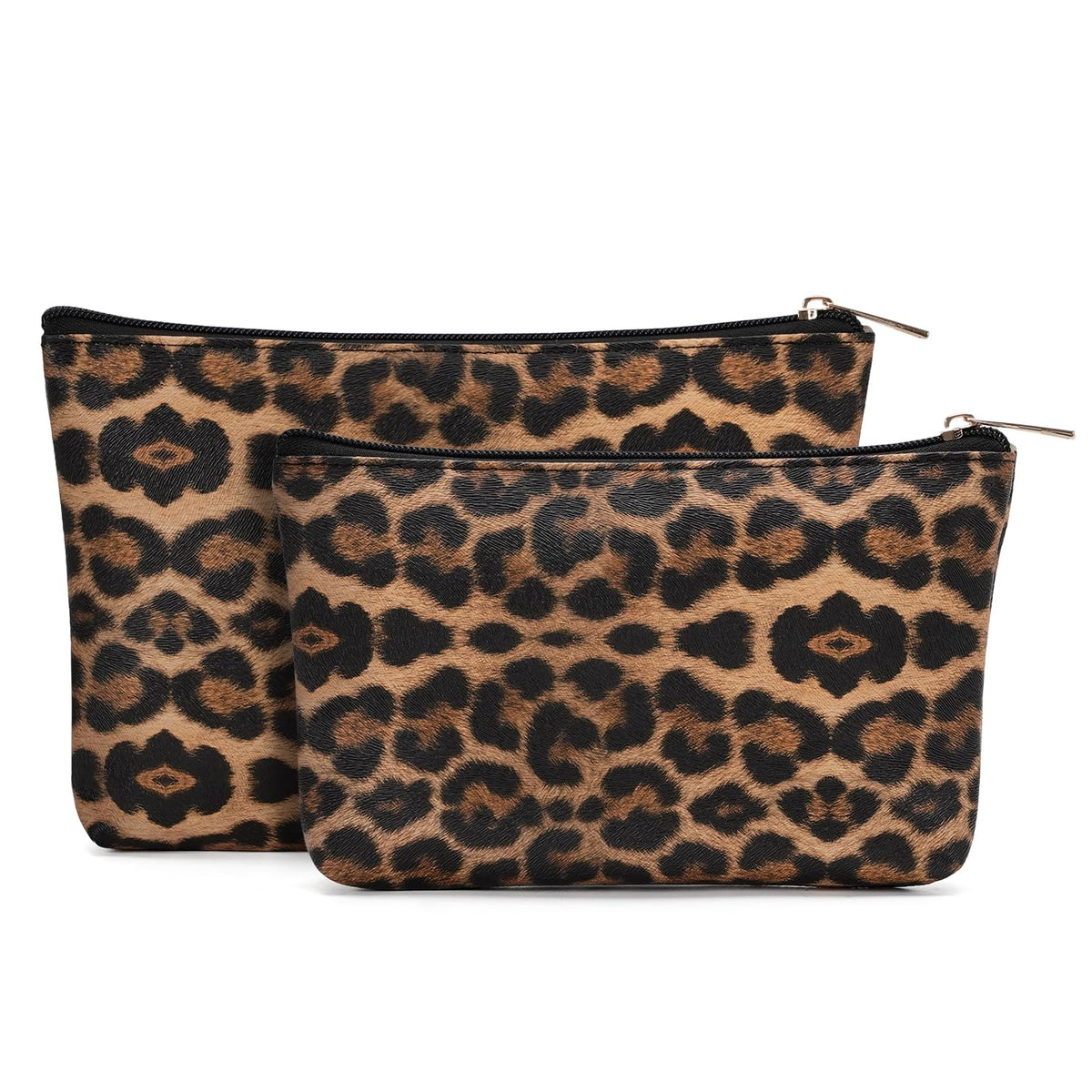 Wandering Nature Small Makeup Bag, 2 Pack, Brown Leopard Print - thewildfolk Wandering Nature Small Makeup Bag, 2 Pack, Brown Leopard Print