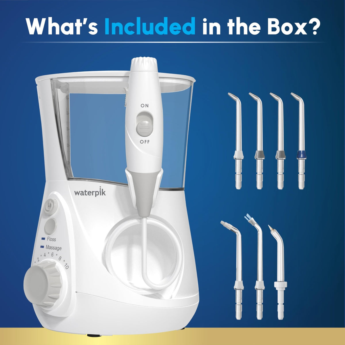 Waterpik Aquarius Countertop Water Flosser with 10 Settings, 7 Tips, White - thewildfolk Waterpik Aquarius Countertop Water Flosser with 10 Settings, 7 Tips, White