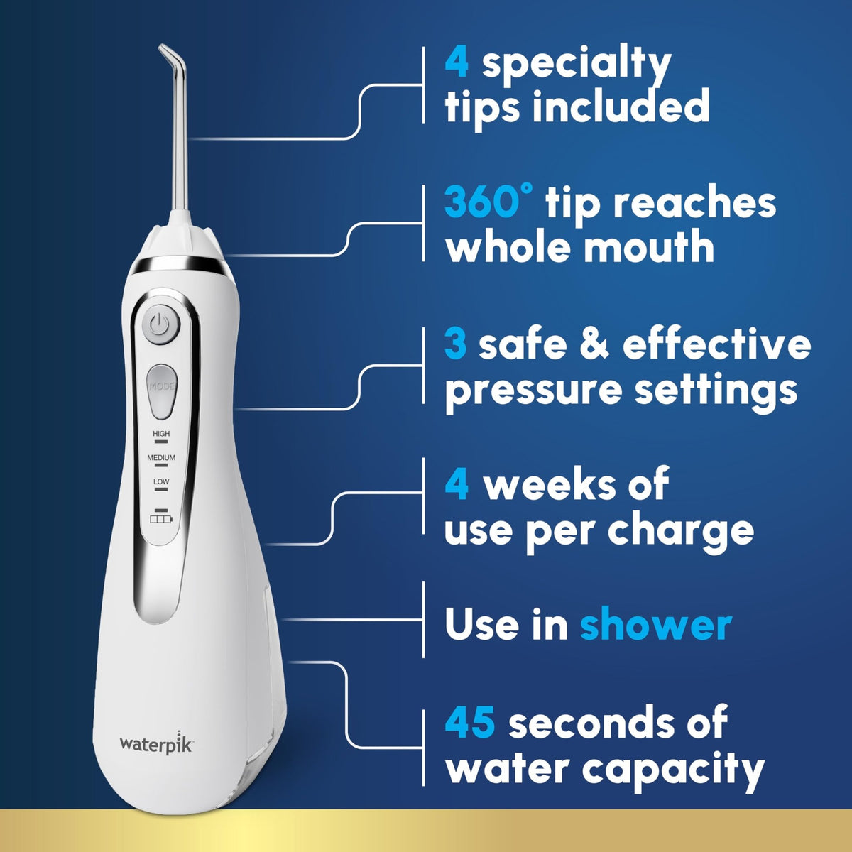 Waterpik Cordless Advanced Portable Water Flosser, Rechargeable, White - thewildfolk Waterpik Cordless Advanced Portable Water Flosser, Rechargeable, White