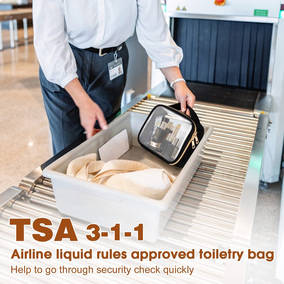 Wedama TSA Approved Toiletry Bag, 3 Pack Clear Makeup Bags with Handles, Quart Size Clear Toiletry Bags, PVC Cosmetic Bags for Women and Men, Carry on Airport Airline Compliant Bag, Black - thewildfolk Wedama TSA Approved Toiletry Bag, 3 Pack Clear Makeup Bags with Handles, Quart Size Clear Toiletry Bags, PVC Cosmetic Bags for Women and Men, Carry on Airport Airline Compliant Bag, Black