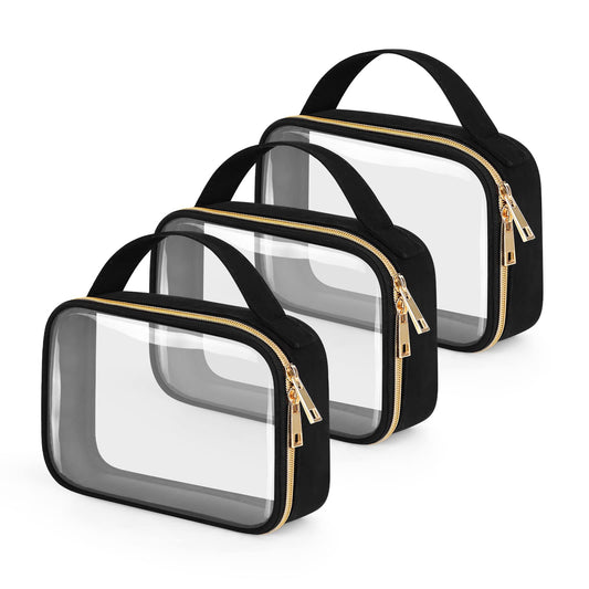 Wedama TSA Approved Toiletry Bag, 3 Pack Clear Makeup Bags with Handles, Quart Size Clear Toiletry Bags, PVC Cosmetic Bags for Women and Men, Carry on Airport Airline Compliant Bag, Black - thewildfolk Wedama TSA Approved Toiletry Bag, 3 Pack Clear Makeup Bags with Handles, Quart Size Clear Toiletry Bags, PVC Cosmetic Bags for Women and Men, Carry on Airport Airline Compliant Bag, Black