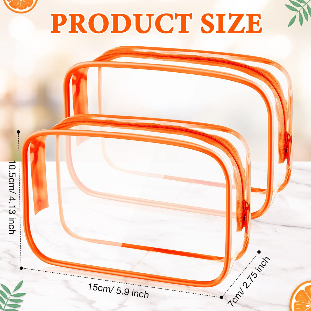 Weewooday 12 Pcs Clear Cosmetic Bags PVC Zipper,Small,Orange - thewildfolk Weewooday 12 Pcs Clear Cosmetic Bags PVC Zipper,Small,Orange
