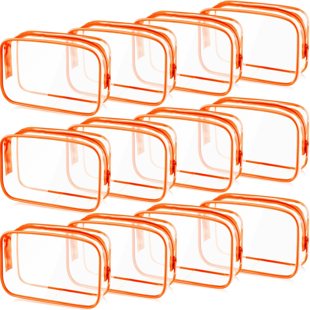 Weewooday 12 Pcs Clear Cosmetic Bags PVC Zipper,Small,Orange - thewildfolk Weewooday 12 Pcs Clear Cosmetic Bags PVC Zipper,Small,Orange
