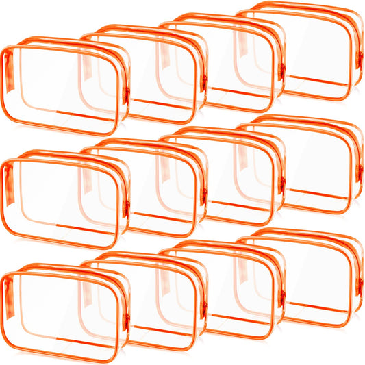 Weewooday 12 Pcs Clear Cosmetic Bags PVC Zipper,Small,Orange - thewildfolk Weewooday 12 Pcs Clear Cosmetic Bags PVC Zipper,Small,Orange